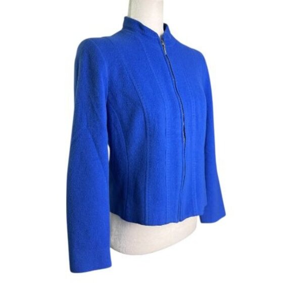 Louben Blue Wool Cashmere Blend Zip Front Jacket Blazer Made in Canada Womens 6 - Picture 4 of 9